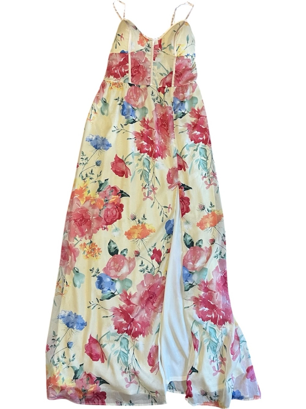 Yellow Floral Maxi Dress size 11